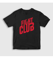 Presmono Unisex Çocuk Beyaz Logo Film Dövüş Kulübü Fight Club T-Shirt 244301tt (Siyah)