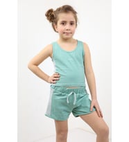 Toontoy Kız Çocuk Nakışlı Şortlu Takım (Yeşil)
