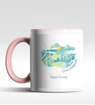 Kişiye Özel Çevre Mühendisi Tasarımlı Siyah Kupa (Beyaz-Pembe)