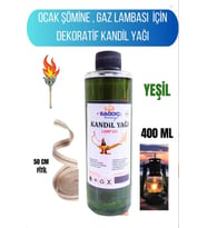 Sağdıç Saraciye Kandil Yağı Kokusuz Dumansız Iç Mekan Kandil Sıvısı 400ml +50cm Fitil kndlsagdc01 (Yeşil)