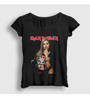 Presmono Kadın Beyaz Finger Metal Müzik Iron Maiden T-Shirt 497379tt (Siyah)