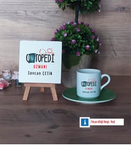 Ortopedi Uzmanı Dekoratif Taş, Türk Kahvesi Fincanı Kırmızı İsme Özel Hediye (Model 7)