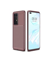Huawei P40 Pro Kılıf Karbon Silikon Case (KAHVE)