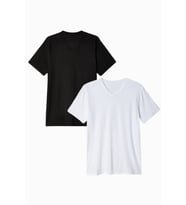 Kadın V Yaka Tshirt SPR24TSK40-2 (Siyah - Beyaz)