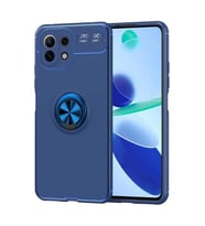 Xiaomi Mi 11 Lite Kılıf Standlı Yüzüklü Manyetik Silikon (Mavi)
