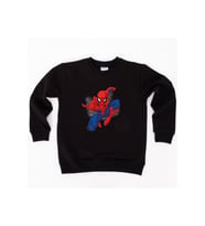 Spiderman baskılı örümcek adam pamuklu kumaş çocuk sweatshirt (Siyah)