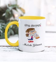 Kimya Öğretmeni Tasarımlı Kişiye Özel Kupa Bardak (Sarı)