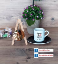 Teyzeye Hediye Türk Kahvesi Fincanı Ahşap Altlıklı ve Fotoğraflı Ahşap Anahtarlık Hediye (Model 7)