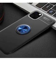 Uyumlu Model Apple iPhone 11 Pro Kılıf Yüzüklü Magnetli Ravel Case (Siyah-Mavi)
