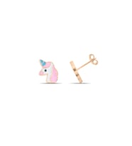Unicorn Mineli 925 Ayar Gümüş Kız Çocuk Küpe (Rose)