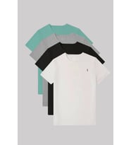 Unisex Bisiklet Yaka Standart %100 Pamuk Erkek Basic T-Shirt 4'li paket (Mavi)