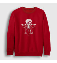 Presmono Unisex Bordo Sans Undertale Sweatshirt 32569tt (Kırmızı)