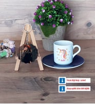 Unicorn Türk Kahvesi Fincanı Ahşap Altlıklı ve Fotoğraflı Ahşap Anahtarlık Hediye (Model 4)