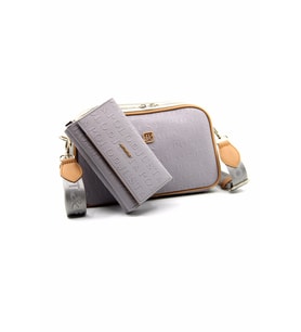 Just Polo Kadın Ayarlanabilir Askılı 6 Bölmeli Mini Çanta Ve Cüzdan Kombini PBU4023-1003 (Gri)