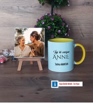 Anneye Doğum Günü Hediyesi Fotoğraflı Dekoratif Taş, Kupa Bardak Beyaz Hediye (Model 7)