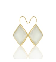 Kadir Jewellery 22 Ayar Altın Kaplama Vintage Küpe -El İşçiliği Ve Hipoalerjenik Küpe (Beyaz)