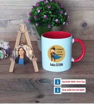 Öğretmenler Günü Hediyesi Kupa Bardak Beyaz ve Fotoğraflı Ahşap Anahtarlık Hediye (Model 2)