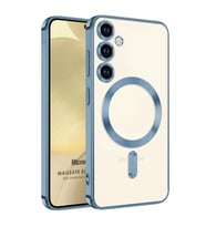 Microsonic Samsung Galaxy S24 Kılıf MagSafe Luxury Electroplate Siyah (Mavi)