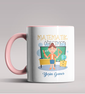 Kişiye Özel Matematik Öğretmeni Tasarımlı Siyah Renk Kupa 12 (Pembe)