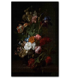 Cakapuzzle Renkli Çiçekler Siyah Arkaplan Puzzle Yapboz MDF (Ahşap) (1000 Parça)