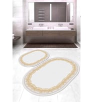 Dijital Baskılı Kaymaz Taban Yıkanabilir Oval 2'li Klozet Takımı Banyo Paspası NOKZ-HY-896 (Gold)