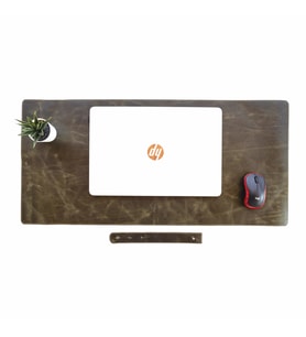 Modica  Hobart - Hakiki Deri Laptop Altlığı Masa Matı (Yeşil)