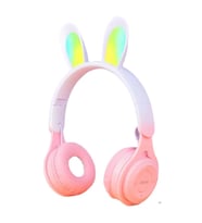 Concord M6R Işıklı Radyolu Aux ve Hafıza Kartı Girişli Tavşan Bluetooh Kulaklık  (Pembe)