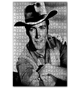 Cakapuzzle Clint Eastwood Şapkalı Oturan Poz Puzzle Yapboz MDF (Ahşap) (1000 Parça)