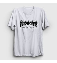 Presmono Unisex Sarı Logo V6 Thrasher T-Shirt 279427tt (Beyaz)