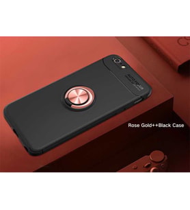 Uyumlu Model Apple iPhone 7 Kılıf Yüzüklü Magnetli Ravel Case (Siyah-Rose Gold)
