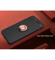 Uyumlu Model Apple iPhone 7 Kılıf Yüzüklü Magnetli Ravel Case (Siyah-Rose Gold)