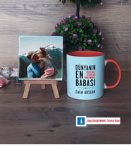 Babalar Günü Hediyesi Fotoğraflı Dekoratif Taş, Kupa Bardak Beyaz Hediye (Model 13)
