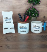 Matematik Mühendisi Hediye Sepeti Kupa Bardak T Kulplu, Kalemlik ve Ahşap Telefon Standı Mühendisler Günü Hediyesi (Model 3)