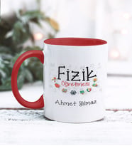 Fizik Öğretmeni Tasarımlı Kişiye Özel Kupa Bardak (Kırmızı)
