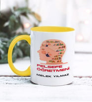 Felsefe Öğretmeni Tasarımlı Kişiye Özel Kupa Bardak (Sarı)