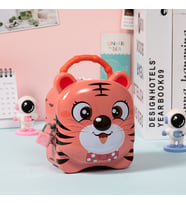 Livava Kaplan Çantalı Ve Kilitli Metal Kumbara, Mavi, 16X11 (Pembe)