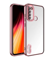 Xiaomi Redmi Note 8 Kılıf Kamera Korumalı Logo Gösteren Şeffaf Kapak (Rose)