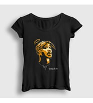 Presmono Kadın Haki Angel Tupac Shakur T-Shirt 45573tt (Siyah)