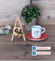 Matematik Öğretmeni Türk Kahvesi Fincanı Ahşap Altlıklı ve Fotoğraflı Ahşap Anahtarlık HediyeÖğretmenler Günü Hediyesi (Model 8)