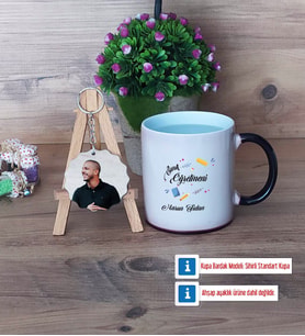 Sınıf Öğretmeni Kupa Bardak Beyaz ve Fotoğraflı Ahşap Anahtarlık Hediye Öğretmenler Günü Hediyesi (Model 9)