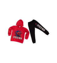 Spiderman çocuk eşofman takımı pamuklu kumaş kapüşonlu (Kırmızı)