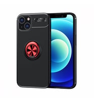 Uyumlu Model Apple iPhone 13 Kılıf Yüzüklü Magnetli Ravel Case (Siyah-Kırmızı)