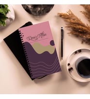 Kendin Tasarla & Ahşap Kapaklı Desenli Defter , Touchpen Metal Tükenmez Kalem (Model 3)