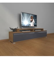 Decoraktiv Ekoflex 4 Mdf Tv Ünitesi Tv Sehpası (Antrasit - Ceviz)