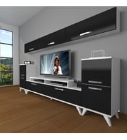Decoraktiv Ekoflex 9 Slm Retro Tv Ünitesi Tv Sehpası (Beyaz-Siyah)