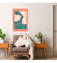 Tekli Ahşap Lamine Çerçeveli Mdf Tablo Pembe Beyaz Papatya (Beyaz)