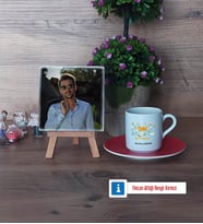 SMM Mali Müşavir Fotoğraflı Dekoratif Taş, Ahşap Altlıklı Türk Kahvesi Fincanı HediyeMuhasebeciler Günü Hediyesi (Model 3)
