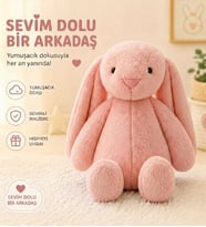 Uyku Arkadaşım Uzun Kulak Bunny Peluş Tavşan 65 cm (Pembe)