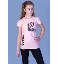 Toontoy Kız Çocuk T-Shirt Göğsü Lazer Kesim (Pudra)