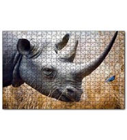Cakapuzzle Gergedan Başı Yakın Çekim Puzzle Yapboz MDF (Ahşap) (255 Parça)